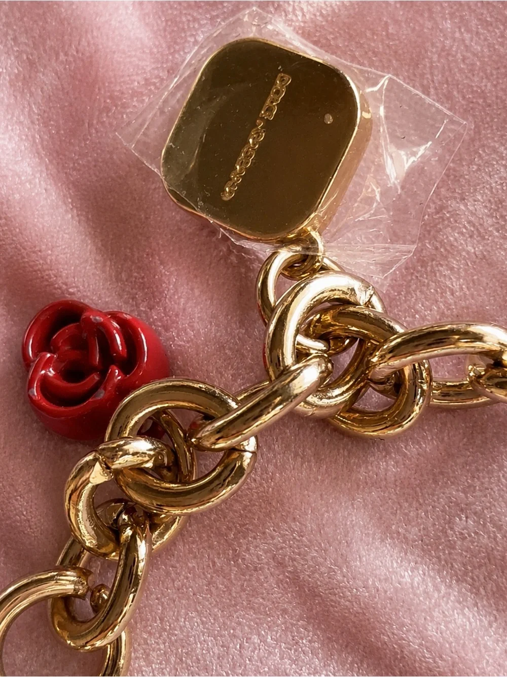 Dolce & Gabbana Y2K Makeup Gold-Tone Multi-Charm Bracelet Lipstick Rose Heart